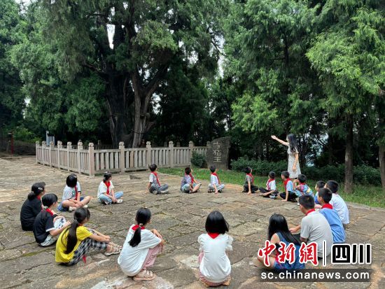 翠云廊古柏樹下的開學(xué)“第一課”。 林忠偉 攝