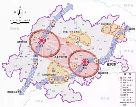 成渝雙城經(jīng)濟(jì)圈區(qū)位圖。招商蛇口供圖